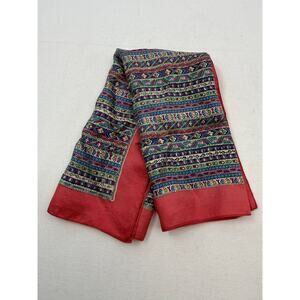 Vintage 90s / Y2K Pink Border Striped Floral Scarf | 17” x 16.25”